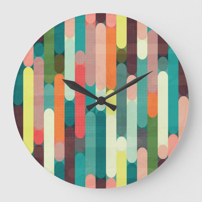 Retro stripes: grunge seamless pattern. large clock (Front)