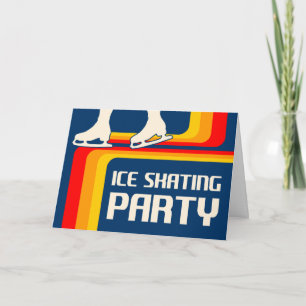 retro stripes ice skating party invitation