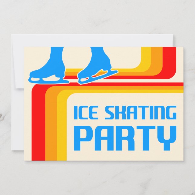 retro stripes ice skating party invitation (Front)