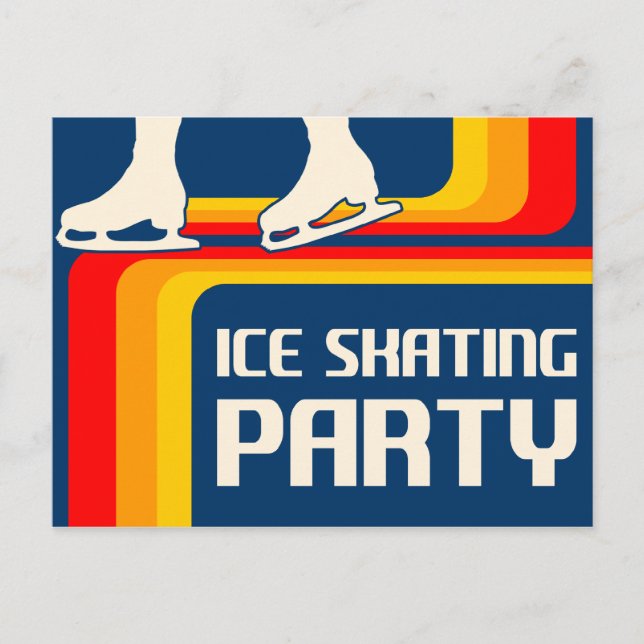 retro stripes ice skating party invitation (Front)