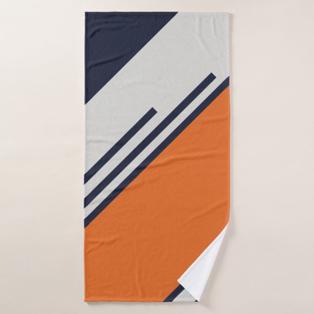 Retro Stripes in  Blue Orange Bath Towel Set (Bath Towel)