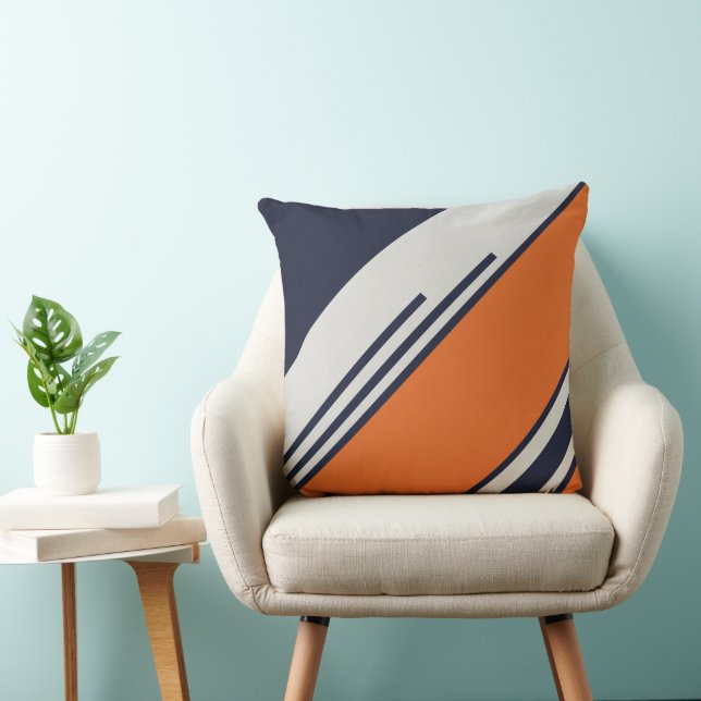 Retro Stripes in  Blue Orange Cushion (Chair)