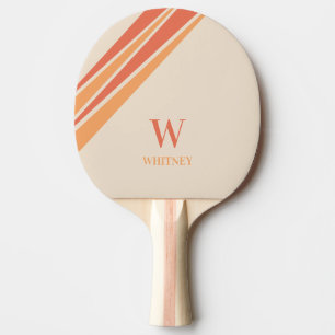 Retro Stripes Monogram  Ping Pong Paddle
