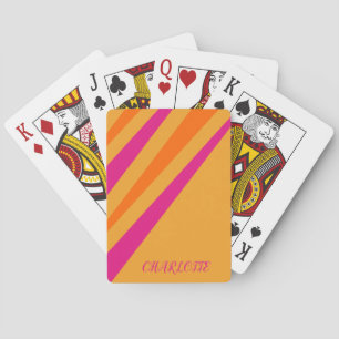 Retro Stripes Monogram Playing Cards