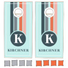 Retro Stripes Navy Blue Monogram Family Name