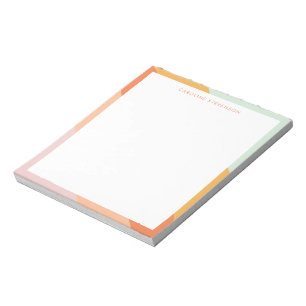 Retro Stripes Orange Mint Pastel Personalised Name Notepad