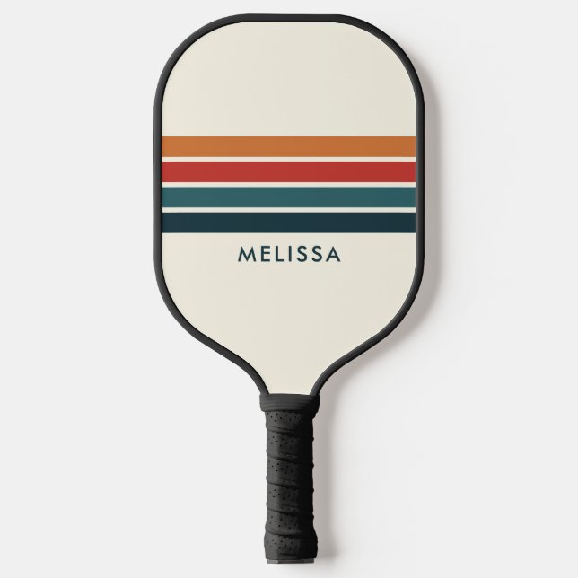 Retro Stripes Personalised Name  Pickleball Paddle (Front)