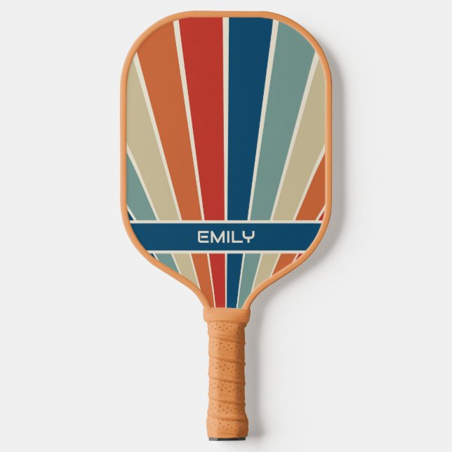 Retro Stripes Personalised Name Pickleball Paddle (Front)