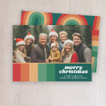 Retro Stripes - Photo - Merry Christmas Line Art Holiday Card<br><div class="desc">Unconventional Christmas design with a 70s vibe. Back - Retro Line Art in Reds and Teals -- Use 1 photo and make a unique and trendy Merry Christmas greeting with a retro font on the front and a festive line art pattern on the back. If you need to move anything...</div>