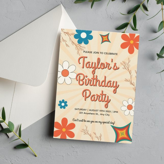 Retro Stripes Picnic Birthday Invitation (Creator Uploaded)