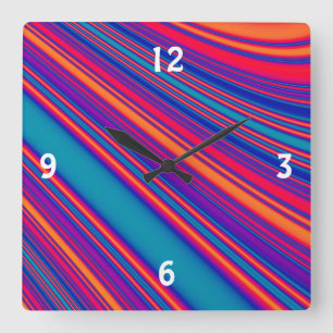 Retro Stripes Square Wall Clock