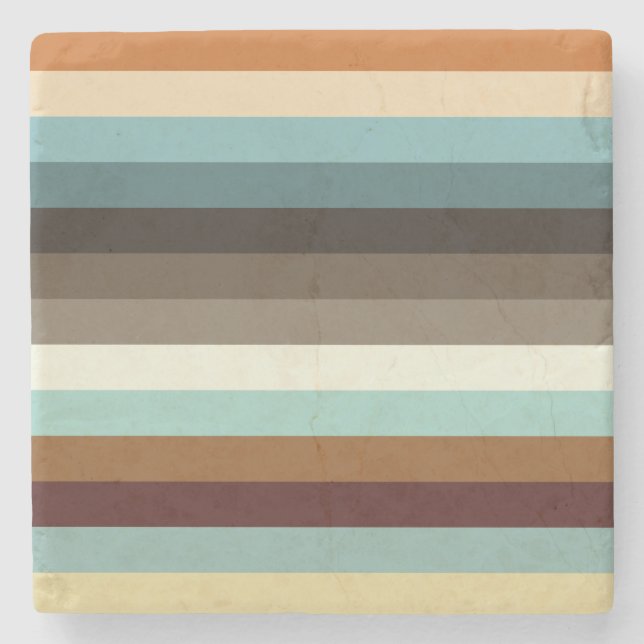 Retro Stripes Stone Coaster (Front)