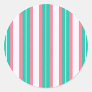 Retro Stripes - Teal Pink Classic Round Sticker