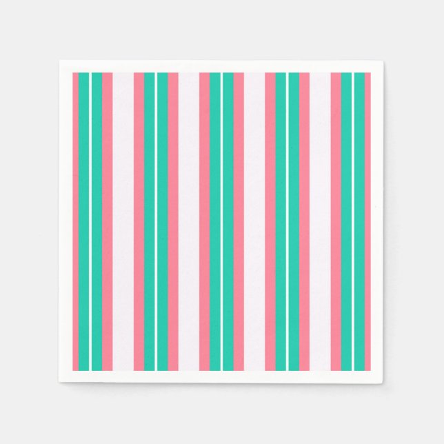 Retro Stripes - Teal Pink Napkin (Front)