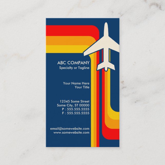 retro stripes travel business card (Front)