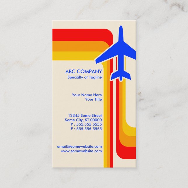 retro stripes travel business card (Front)