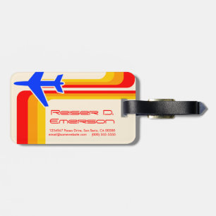 retro stripes travel tag