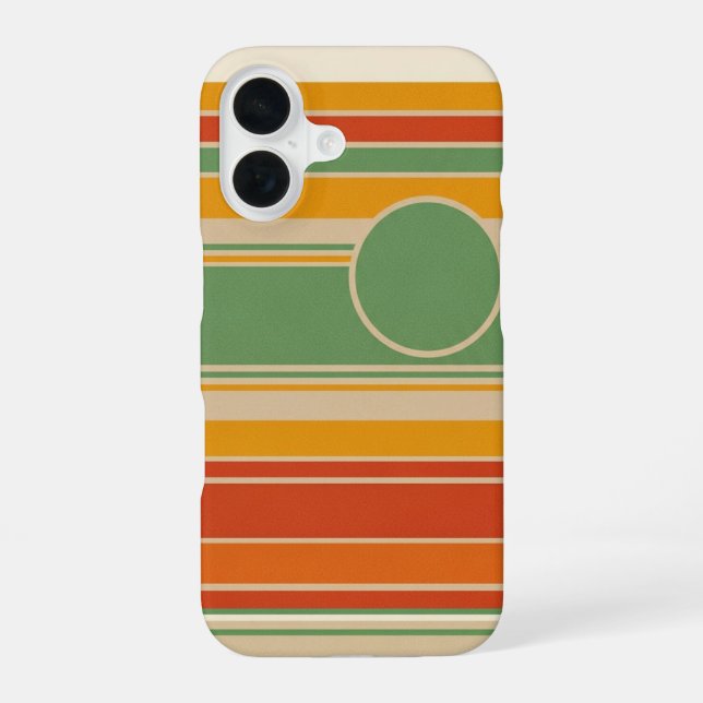 Retro Stripes with Circle iPhone 16 Case (Back)