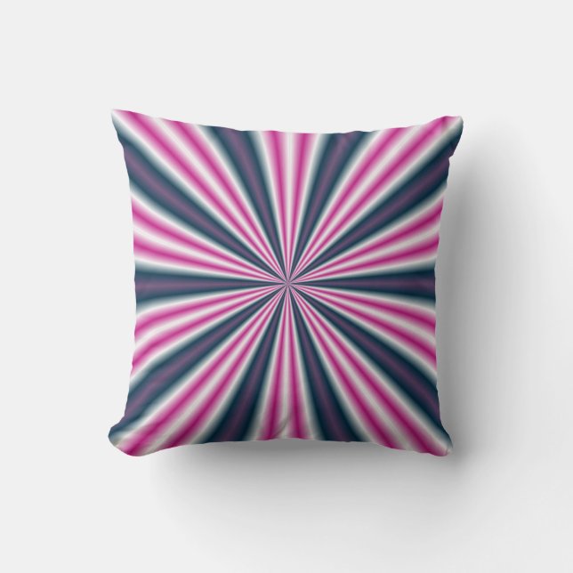 Retro Stripey Sun Burst Abstract Art Cushion (Front)