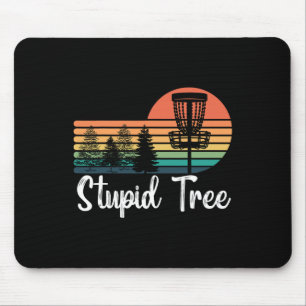Retro Stupid Tree Disc Golf Players Funny Frisbee Mouse Pad