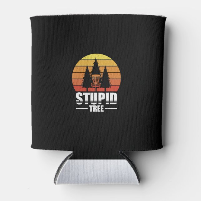 Retro Stupid Tree Disc Golf Shirt Golf Lover Gift Can Cooler (Front)