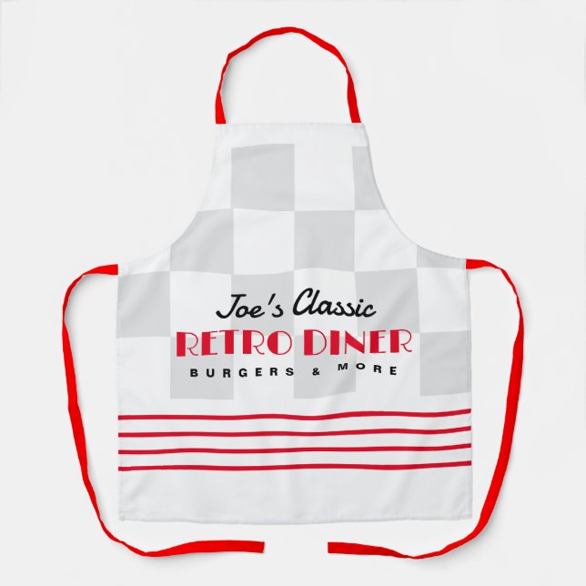 Retro style 1950's American diner kitchen aprons (Front)