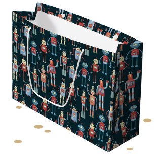 Retro Style 1950s Vintage Robots Large Gift Bag