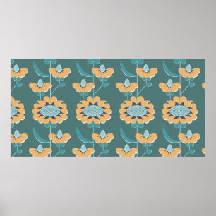 retro style abstract floral seamless pattern. flow poster