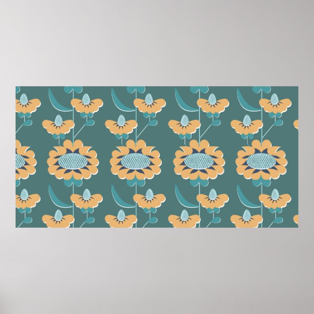 retro style abstract floral seamless pattern. flow poster (Front)