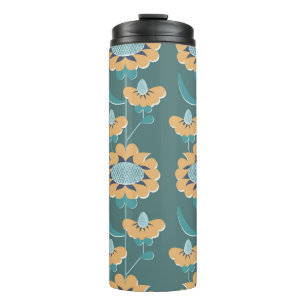 retro style abstract floral seamless pattern. flow thermal tumbler