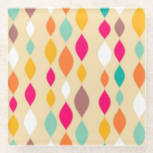 Retro style abstract pattern glass coaster