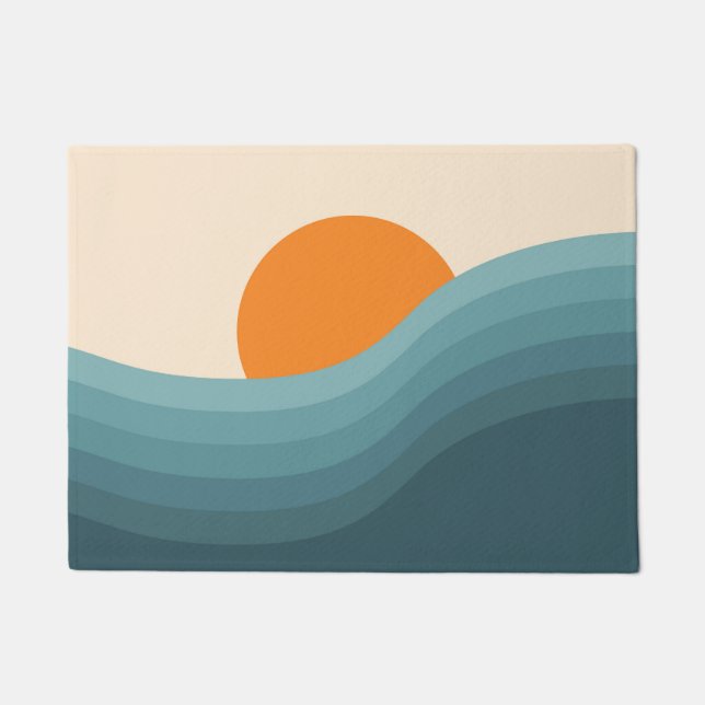 Retro style abstract sunset landscape doormat (Front)