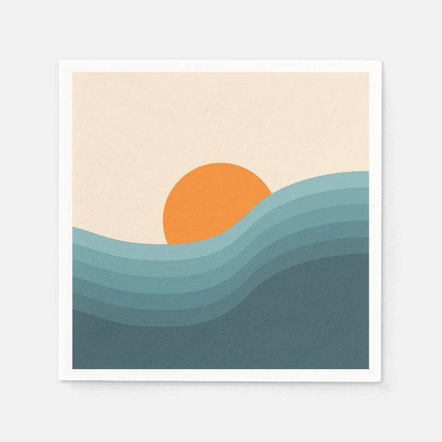 Retro style abstract sunset landscape napkin (Front)