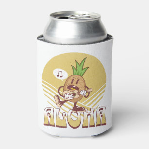 Retro style "Aloha" text design Can Cooler