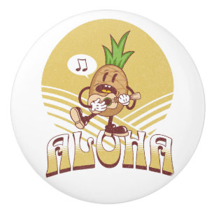 Retro style "Aloha" text design Ceramic Knob