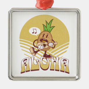 Retro style "Aloha" text design  Metal Ornament