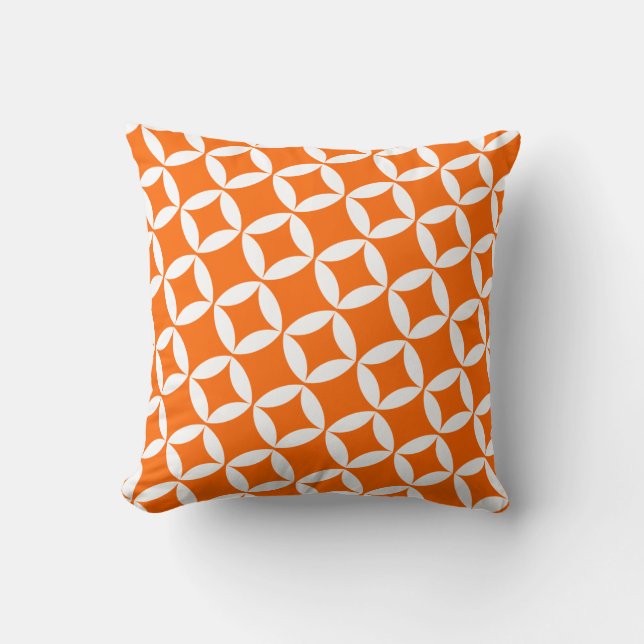 Retro Style Atomic Star Pattern in Orange Cushion (Front)