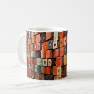 Retro-style audio speakers surrounded by roses coffee mug