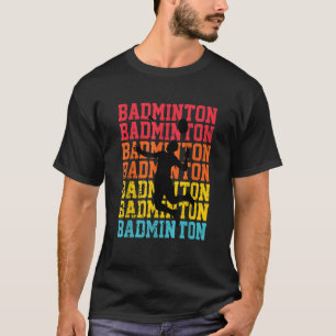 Retro Style Badminton Player Shuttlecock Birdie T-Shirt