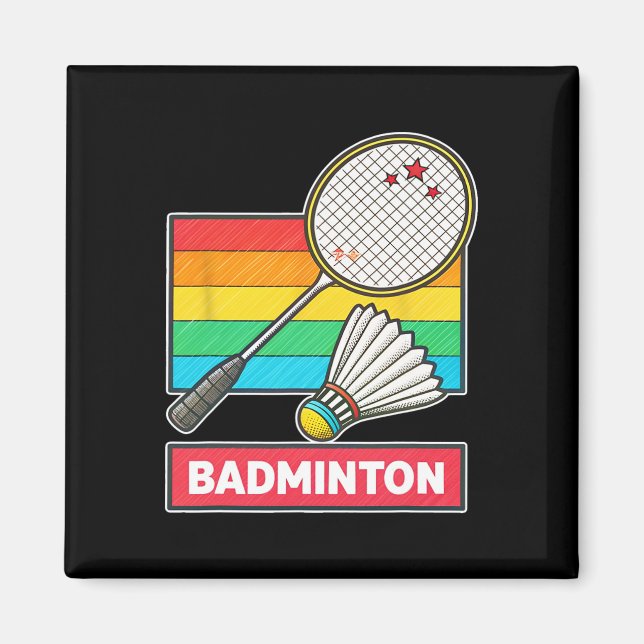 Retro Style Badminton Racket And Shuttle  Magnet (Front)