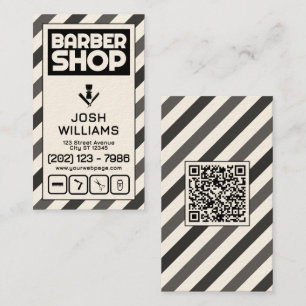 Retro style barber pole stripes barbershop business card