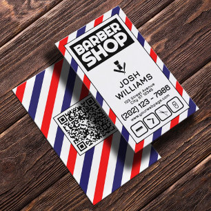 Retro style barber pole stripes barbershop  business card