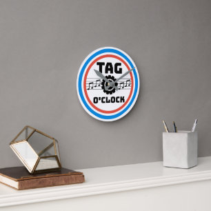 Retro Style Barbershop Tag Time Wall Clock