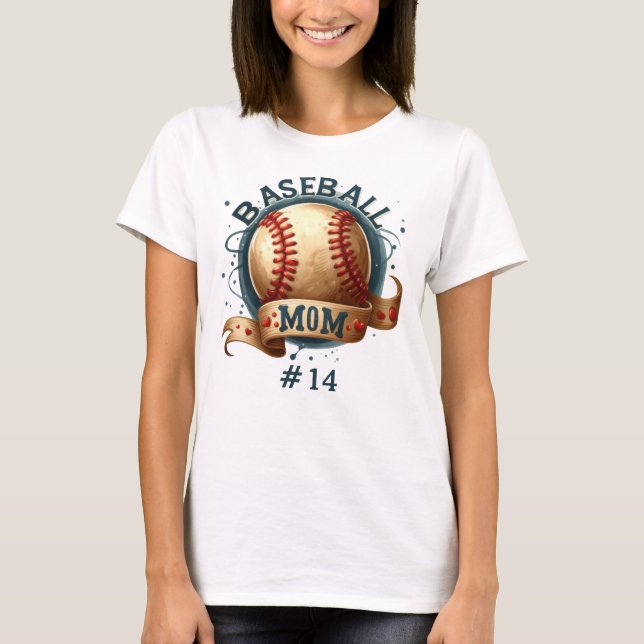 Retro Style Baseball Mum Personalised T-Shirt (Front)