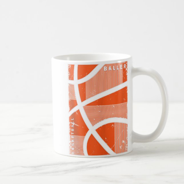 Retro Style Basketball Playing Kids Boys 10-12 12- Coffee Mug (Right)