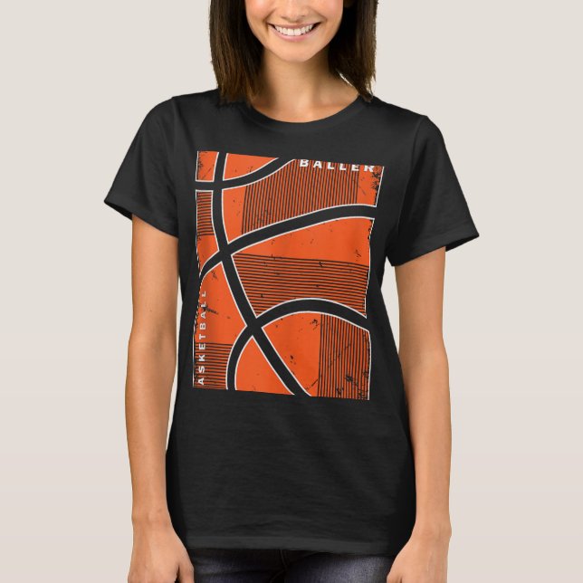 Retro Style Basketball Playing Kids Boys 10-12 12- T-Shirt (Front)