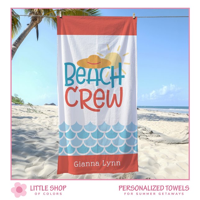 Retro Style Beach Crew Customisable Beach Towel (Creator Uploaded)