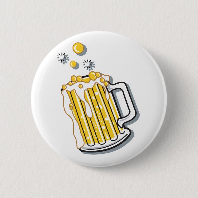 retro style beer graphic 6 cm round badge (Front)