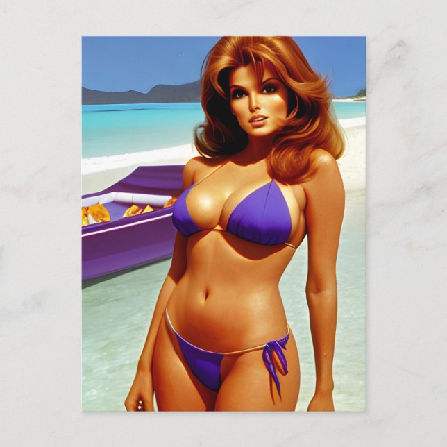 Retro Style Bikini Model Postcard (Front)