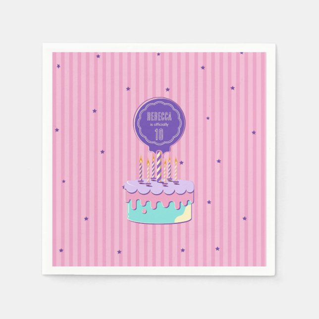 Retro style birthday party napkin (Front)